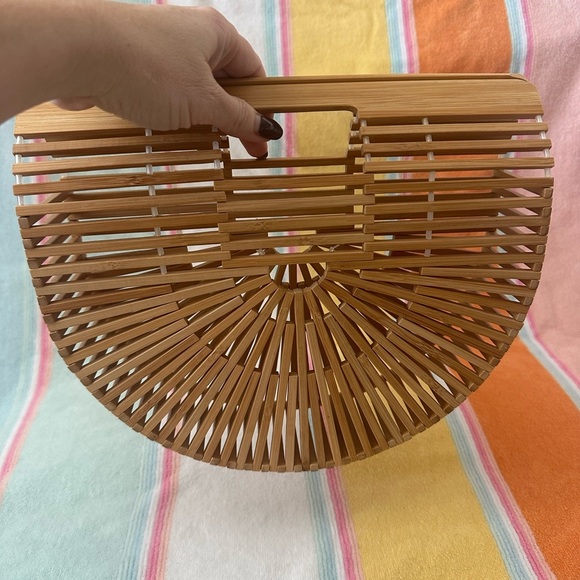 Bamboo crescent ark moon clutch purse handbag - Picture 7 of 8